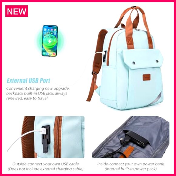 Lightweight Travel Backpack with USB Port, Laptop Compartment, Luggage Strap - Picture 4 of 8